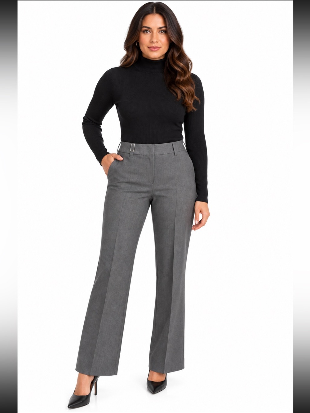 Express Editor Women’s 4R Gray Flare Dress Pants Stretch Career Work Trousers